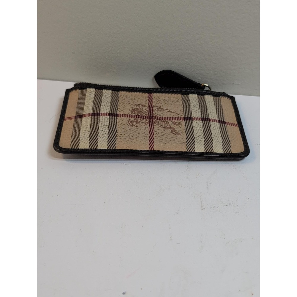 Used Burberry‎ Zipper Pouch/Coin Purse/Card Holder Checked Pvc Leather - Picture 4 of 6